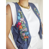 90's Embroidered Denim Vest