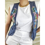 90's Embroidered Denim Vest