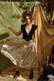 1970's Gold and Velvet A-line Dress